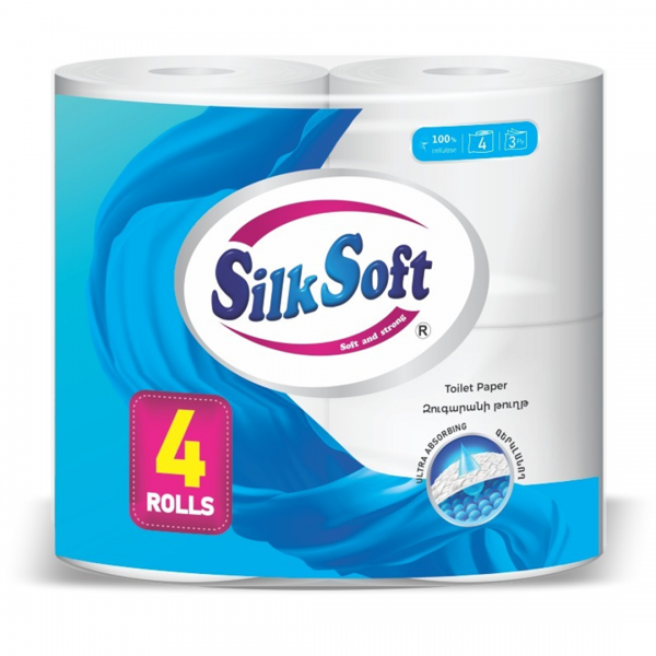 Զուգարանի թուղթ Silk Soft եռաշերտ 4 հատ